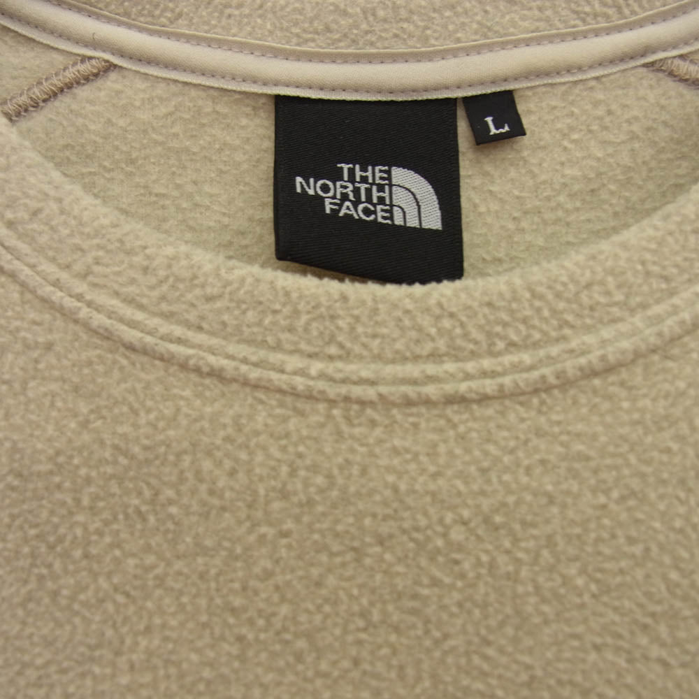 THE NORTH FACE ノースフェイス NL72231 Micro Fleece CREW マイクロフリースクルー ロゴ刺繍 ベージュ系 L【中古】