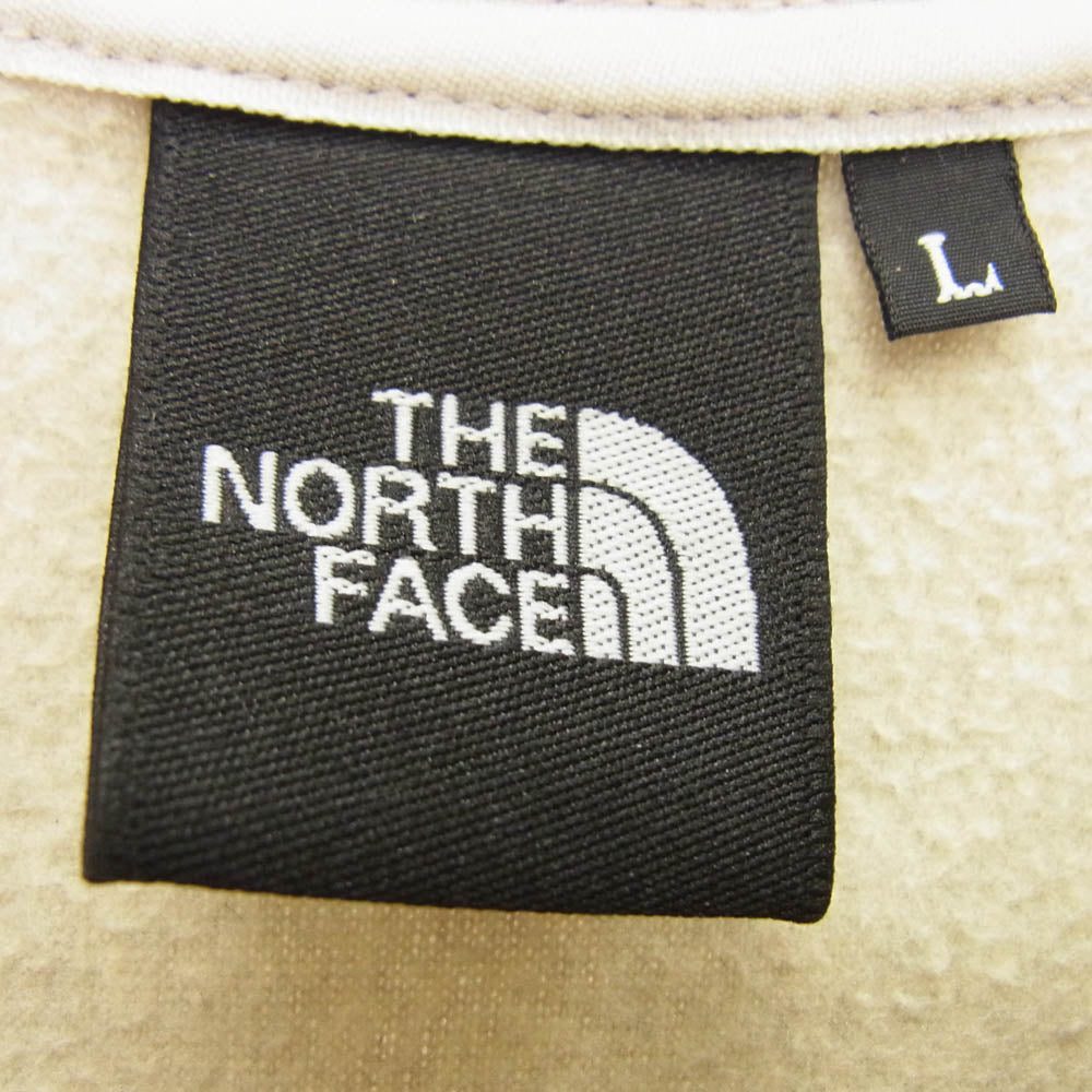 THE NORTH FACE ノースフェイス NL72231 Micro Fleece CREW マイクロフリースクルー ロゴ刺繍 ベージュ系 L【中古】