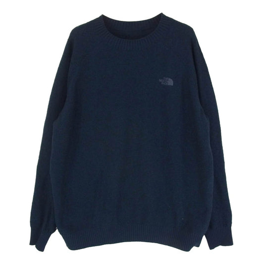 THE NORTH FACE ノースフェイス NT62296 Comfortive Wool Trainer コンフォーティブウール トレーナー ロゴ刺繍 ネイビー系 L【中古】