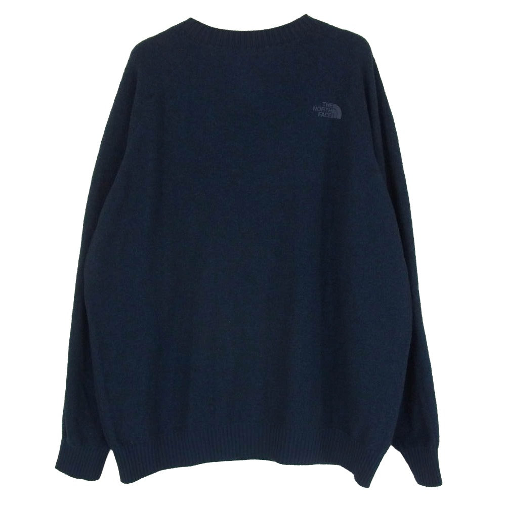 THE NORTH FACE ノースフェイス NT62296 Comfortive Wool Trainer コンフォーティブウール トレーナー ロゴ刺繍 ネイビー系 L【中古】