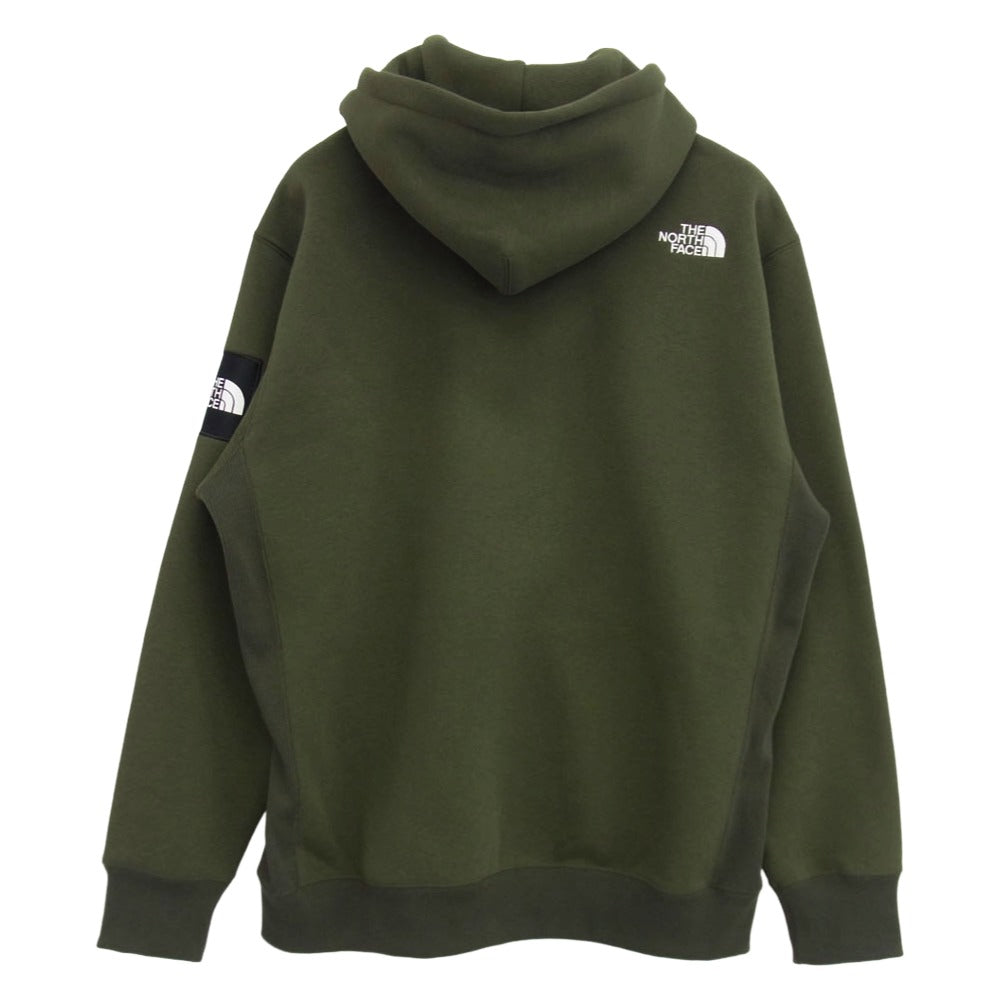 THE NORTH FACE ノースフェイス NT62349 SQUARE LOGO FULLZIP スクエアロゴ フルジップ スウェット フーディー 裏起毛 スウェットパーカー カーキ系 L【美品】【中古】
