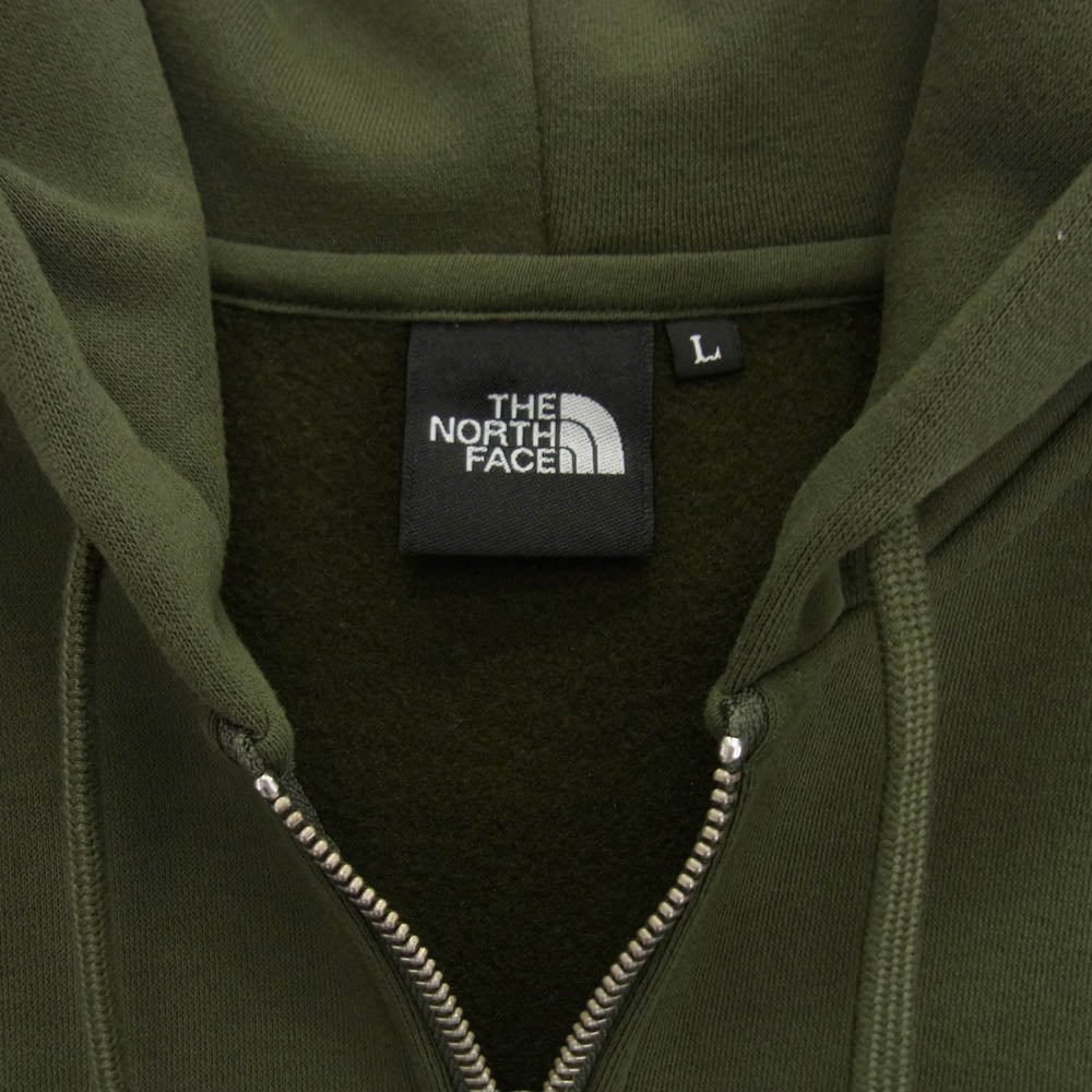THE NORTH FACE ノースフェイス NT62349 SQUARE LOGO FULLZIP スクエアロゴ フルジップ スウェット フーディー 裏起毛 スウェットパーカー カーキ系 L【美品】【中古】