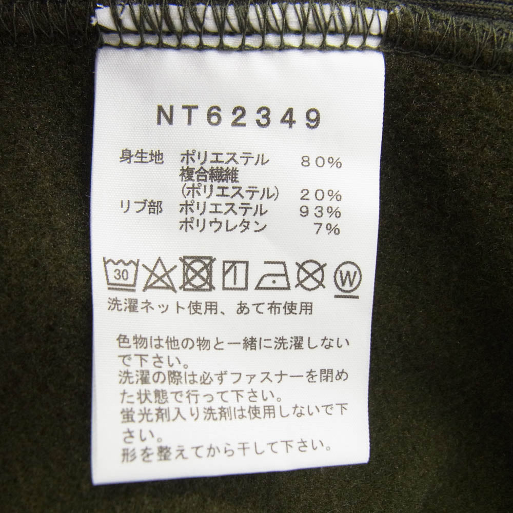 THE NORTH FACE ノースフェイス NT62349 SQUARE LOGO FULLZIP スクエアロゴ フルジップ スウェット フーディー 裏起毛 スウェットパーカー カーキ系 L【美品】【中古】