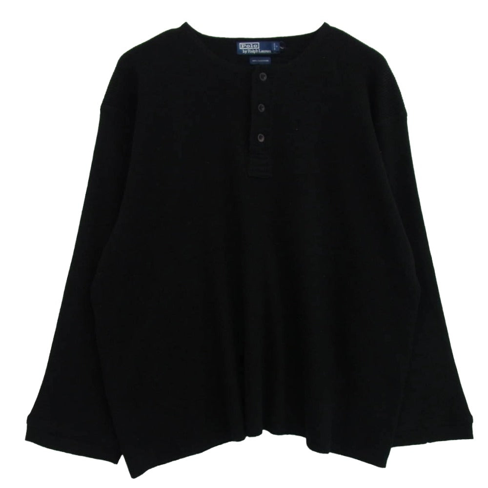 RALPH LAUREN ラルフローレン CASHMERE カシミア 100% ヘンリーネック ニット ブラック系 XXL【中古】