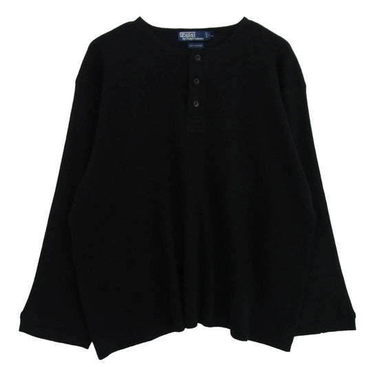 RALPH LAUREN ラルフローレン CASHMERE カシミア 100% ヘンリーネック ニット ブラック系 XXL【中古】