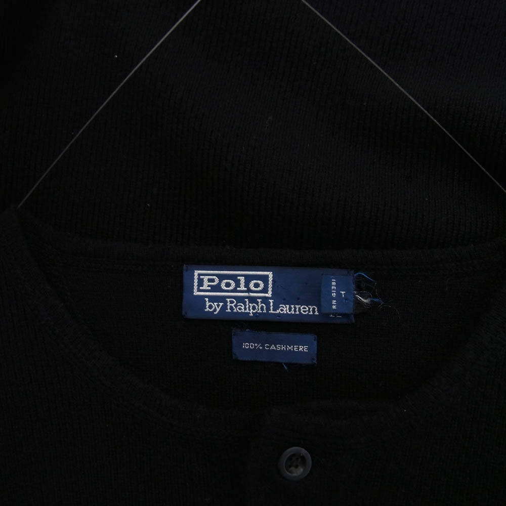 RALPH LAUREN ラルフローレン CASHMERE カシミア 100% ヘンリーネック ニット ブラック系 XXL【中古】