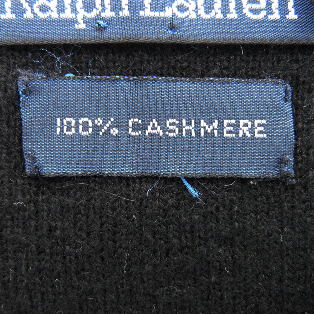 RALPH LAUREN ラルフローレン CASHMERE カシミア 100% ヘンリーネック ニット ブラック系 XXL【中古】