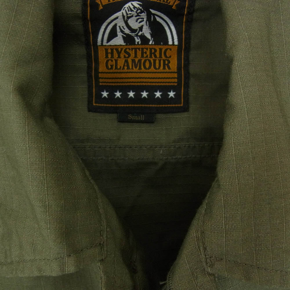 HYSTERIC GLAMOUR ヒステリックグラマー 02201AH07 SIX STARS刺繍 サファリジャケット ミリタリーシャツ グリーン系 S【美品】【中古】