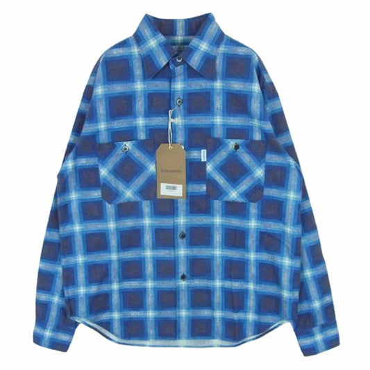SUBCULTURE サブカルチャー 25AW SCTP-A2503 COTTON PRINT SHIRT コットン プリント シャツ オンブレチェック ネル 長袖 ブルー系 1【美品】【中古】