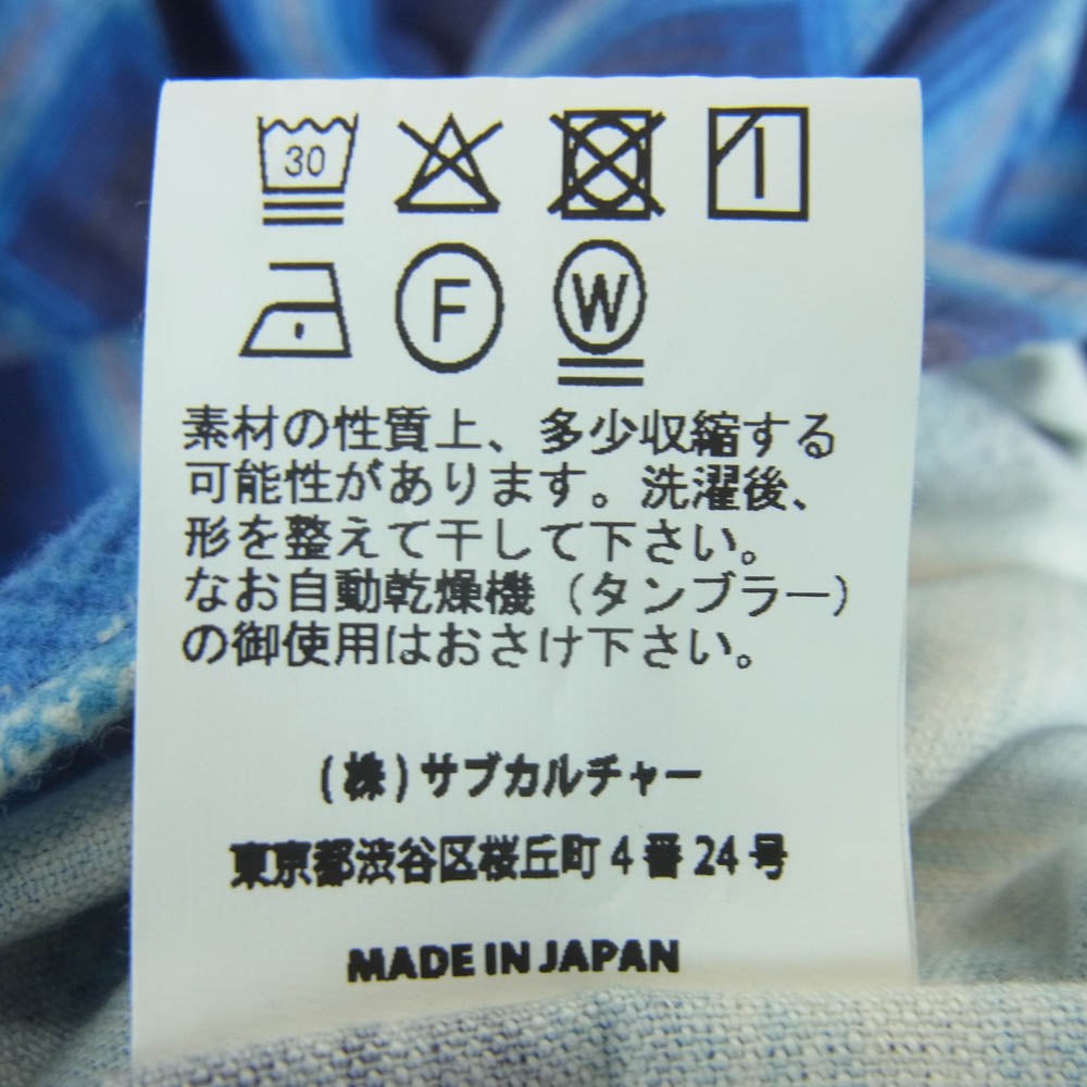 SUBCULTURE サブカルチャー 25AW SCTP-A2503 COTTON PRINT SHIRT コットン プリント シャツ オンブレチェック ネル 長袖 ブルー系 1【美品】【中古】