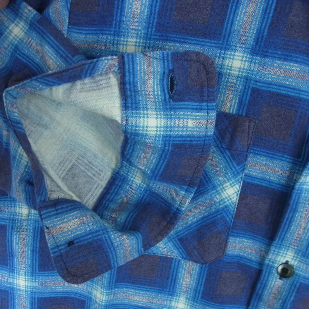 SUBCULTURE サブカルチャー 25AW SCTP-A2503 COTTON PRINT SHIRT コットン プリント シャツ オンブレチェック ネル 長袖 ブルー系 1【美品】【中古】