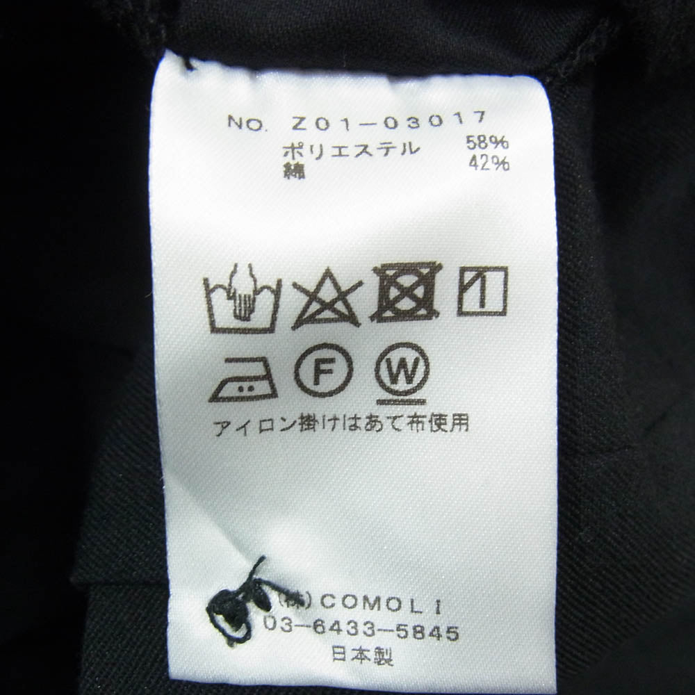 COMOLI コモリ 24SS Z01-03017 POST WORK TWILL PANTS ポスト ワークツイル パンツ ブラック系 4【中古】