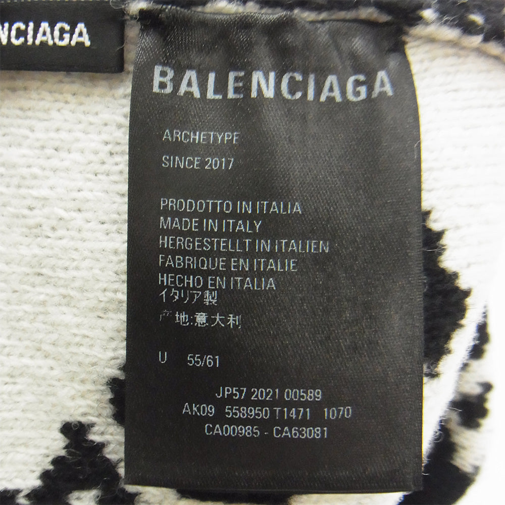 BALENCIAGA バレンシアガ 558950 T1471 Allover Logo Beanie ARCHETYPE SINCE2017 オールオーバー ロゴ総柄 ニットキャップ ビーニー 帽子 ブラック系 55/61【中古】