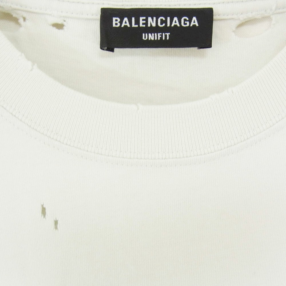 BALENCIAGA バレンシアガ 661705 TKVF1 Hi MY NAME IS デストロイ加工 ダメージ加工 半袖 Tシャツ カットソー ホワイト系 M【中古】