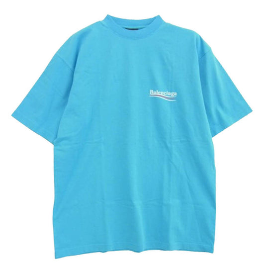 BALENCIAGA バレンシアガ 641675 TNVG5 Political Campaign Logo ダメージ加工 キャンペーンロゴ 半袖 Tシャツ カットソー ライトブルー系 XXS【中古】