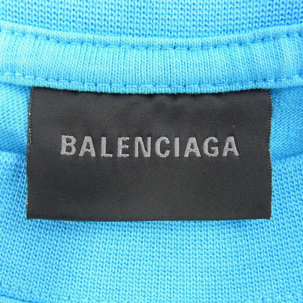 BALENCIAGA バレンシアガ 641675 TNVG5 Political Campaign Logo ダメージ加工 キャンペーンロゴ 半袖 Tシャツ カットソー ライトブルー系 XXS【中古】