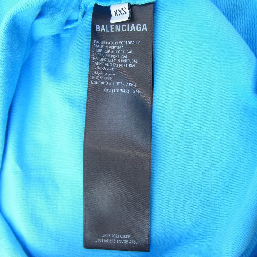 BALENCIAGA バレンシアガ 641675 TNVG5 Political Campaign Logo ダメージ加工 キャンペーンロゴ 半袖 Tシャツ カットソー ライトブルー系 XXS【中古】