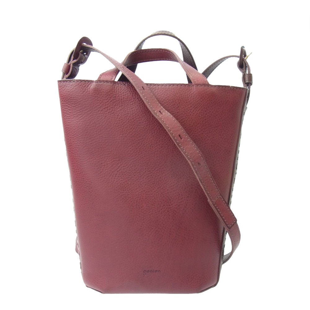 genten ゲンテン スペシャル カット ワーク レザー 2way ショルダー バッグ ワインレッド系 表記なし【美品】【中古】