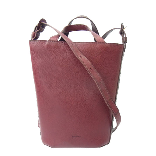 genten ゲンテン スペシャル カット ワーク レザー 2way ショルダー バッグ ワインレッド系 表記なし【美品】【中古】