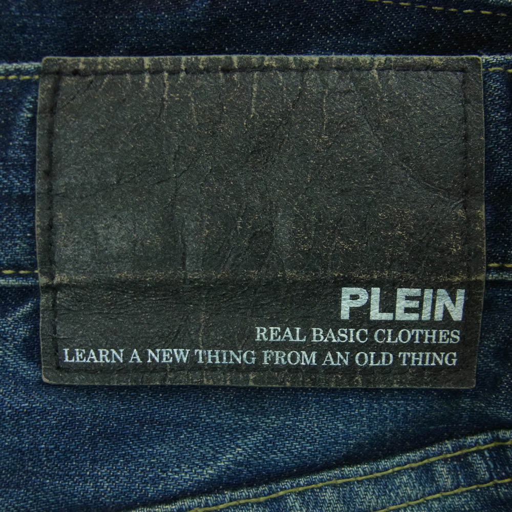 PLEIN プレーン B/V THIN ダメージ リペア加工 デニム パンツ コットン 日本製 インディゴブルー系 3【中古】