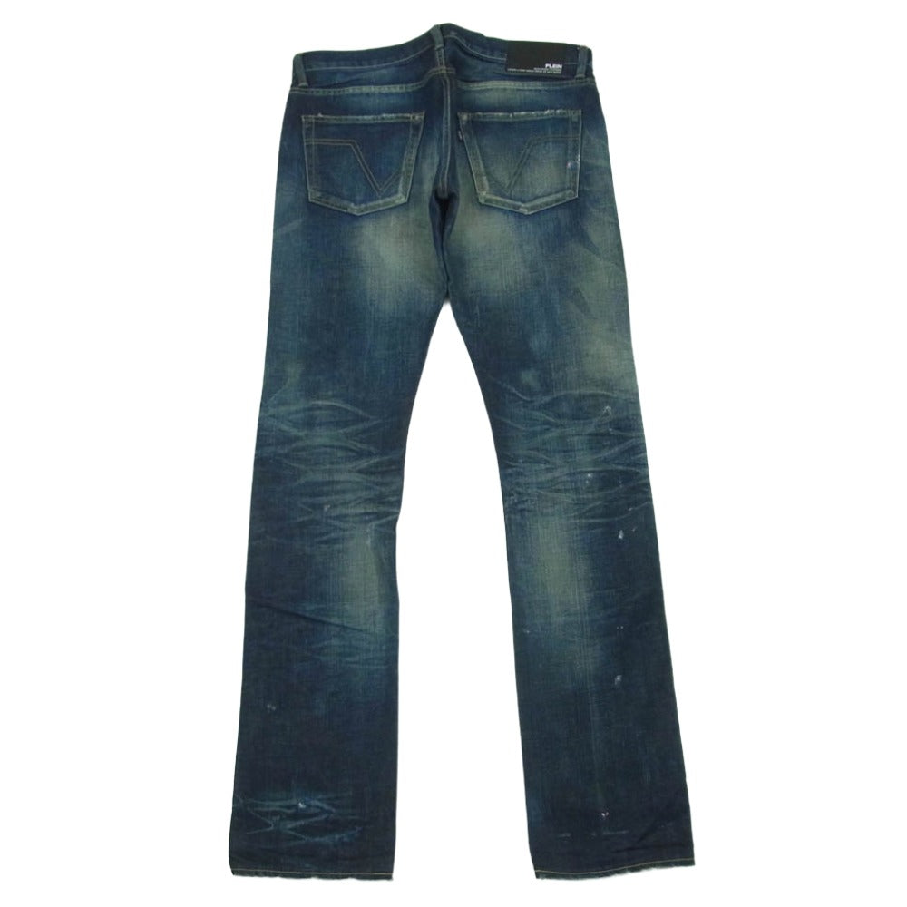 PLEIN プレーン B/V THIN ダメージ リペア加工 デニム パンツ コットン 日本製 インディゴブルー系 2【中古】