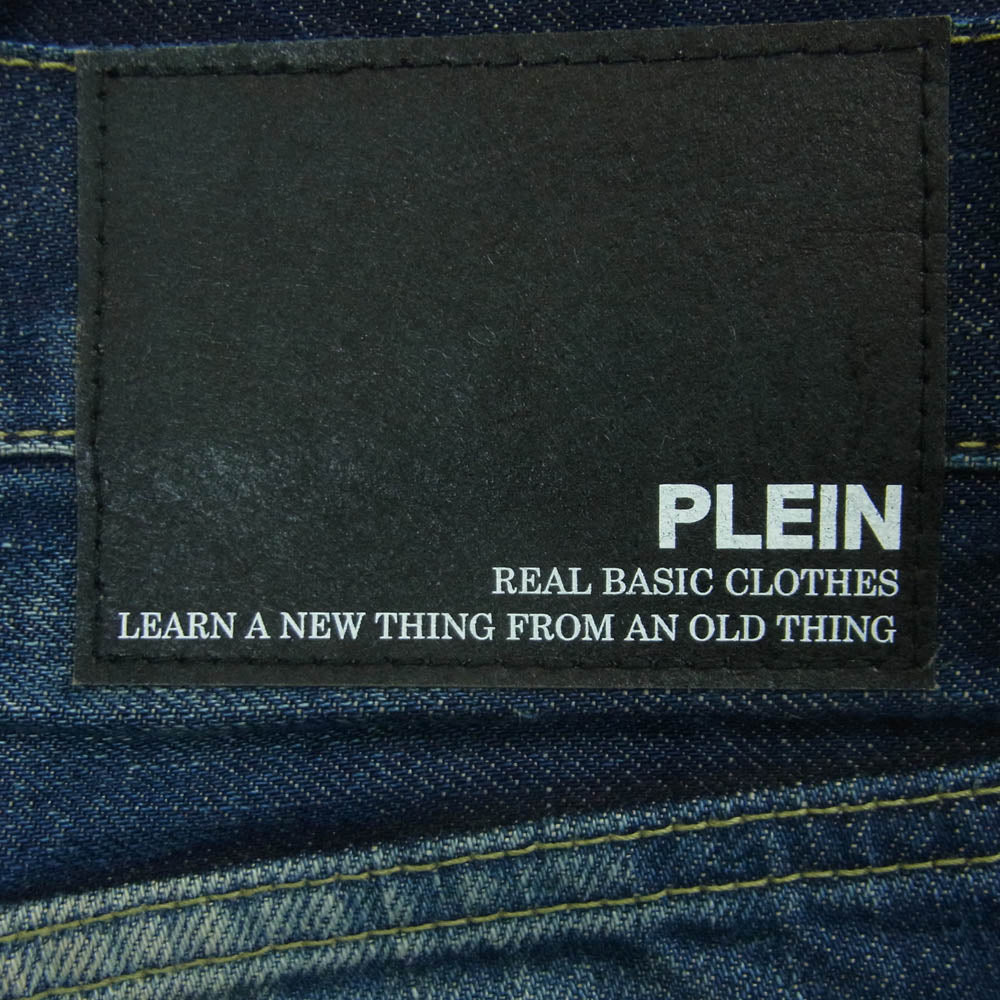 PLEIN プレーン B/V THIN ダメージ リペア加工 デニム パンツ コットン 日本製 インディゴブルー系 2【中古】