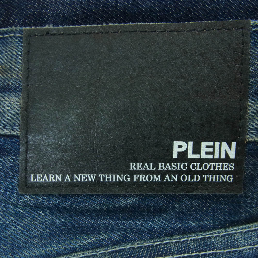 PLEIN プレーン B/V THIN NERD ダメージ リペア加工 デニム パンツ コットン 日本製 インディゴブルー系 3【中古】