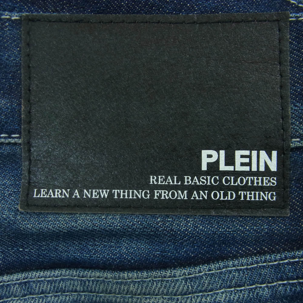 PLEIN プレーン B/V NARD ダメージ リペア加工 デニム パンツ コットン 日本製 インディゴブルー系 2【中古】