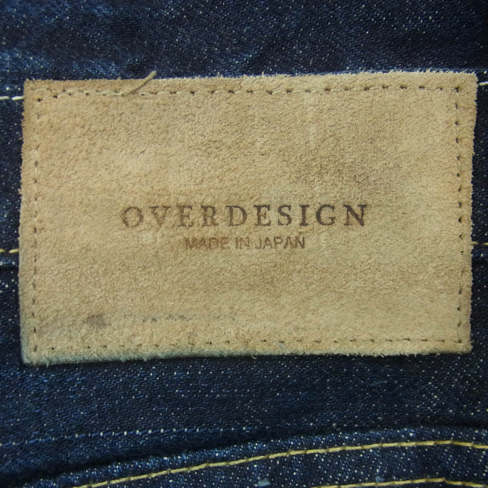 オーバーデザイン パッチワーク ボタンフライ ストレート デニム パンツ 日本製 インディゴブルー系 32【中古】