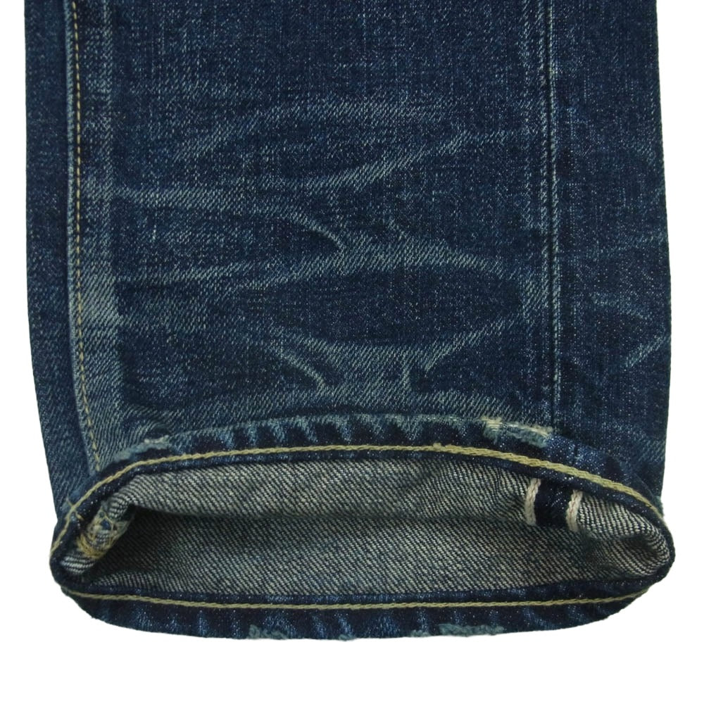 オーバーデザイン パッチワーク ボタンフライ ストレート デニム パンツ 日本製 インディゴブルー系 32【中古】