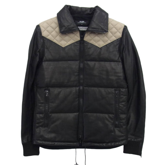 PLEIN プレーン PL09AW-JK08 ヨーク切替 レザー 中綿 ジャケット ベスト アーム着脱 ブラック系 2【中古】