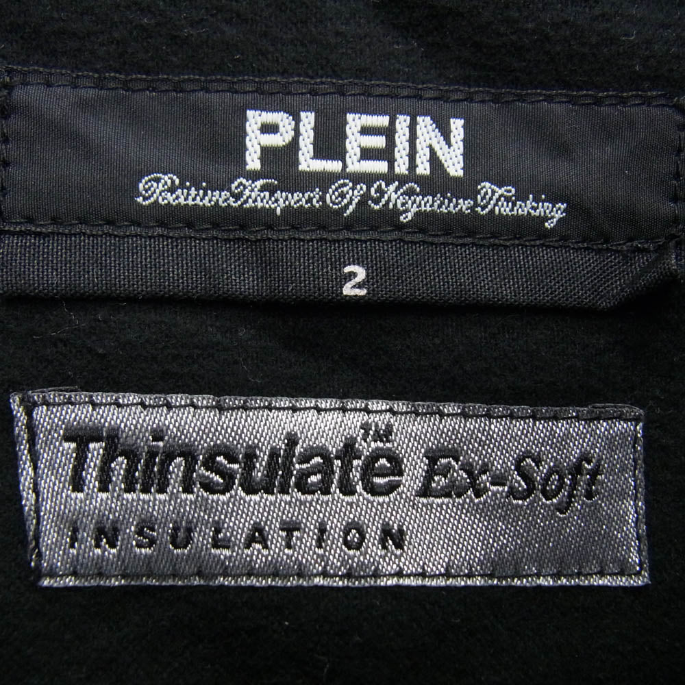 PLEIN プレーン PL09AW-JK08 ヨーク切替 レザー 中綿 ジャケット ベスト アーム着脱 ブラック系 2【中古】