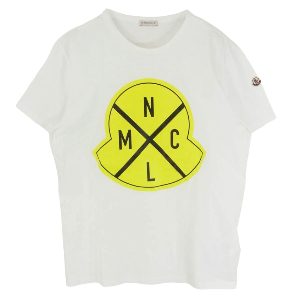 MONCLER モンクレール C-SCOM-19-18991 MAGLIA T-SHIRT マリア ロゴプリント ワッペン 半袖 Tシャツ ホワイト系 L【中古】