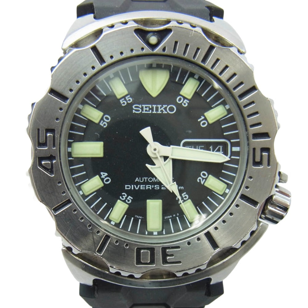 SEIKO セイコー SKX779KG 7S26-0350 ダイバーズ ブラックモンスター 自動巻き ウォッチ 腕時計 シルバー系【中古】