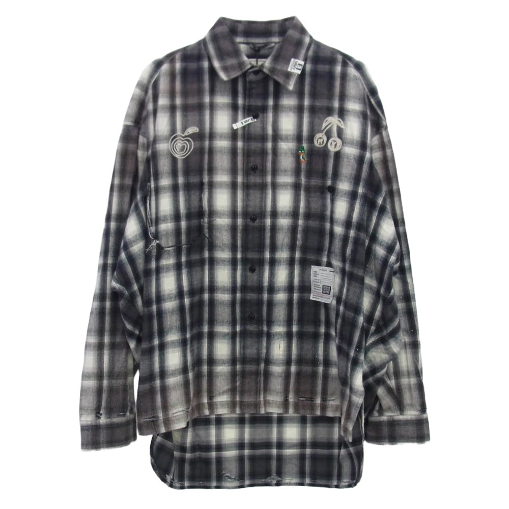 Maison MIHARA YASUHIRO メゾンミハラヤスヒロ 25AW J15SH181 Vintage Like Check Shirt ヴィンテージ加工 チェック 長袖 シャツ グレー系 46【極上美品】【中古】