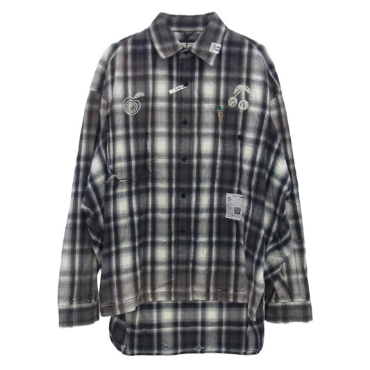 Maison MIHARA YASUHIRO メゾンミハラヤスヒロ 25AW J15SH181 Vintage Like Check Shirt ヴィンテージ加工 チェック 長袖 シャツ グレー系 46【極上美品】【中古】