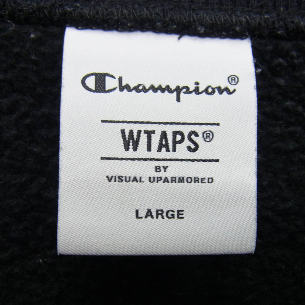 WTAPS ダブルタップス C8-X016 Champion チャンピオン ACADEMY CREW NECK アカデミー ロゴ刺繍 クルーネック スウェット トレーナー ブラック系 L【中古】