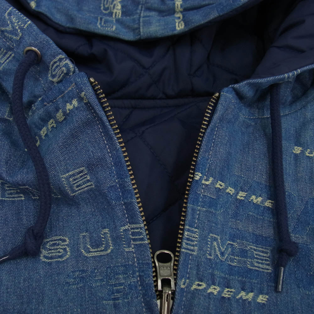 Supreme シュプリーム 19AW Reversible Dimensions Logo Denim Work Jacket リバーシブル ディメンションロゴ デニム ワークジャケット ネイビー インディゴブルー系 S【極上美品】【中古】