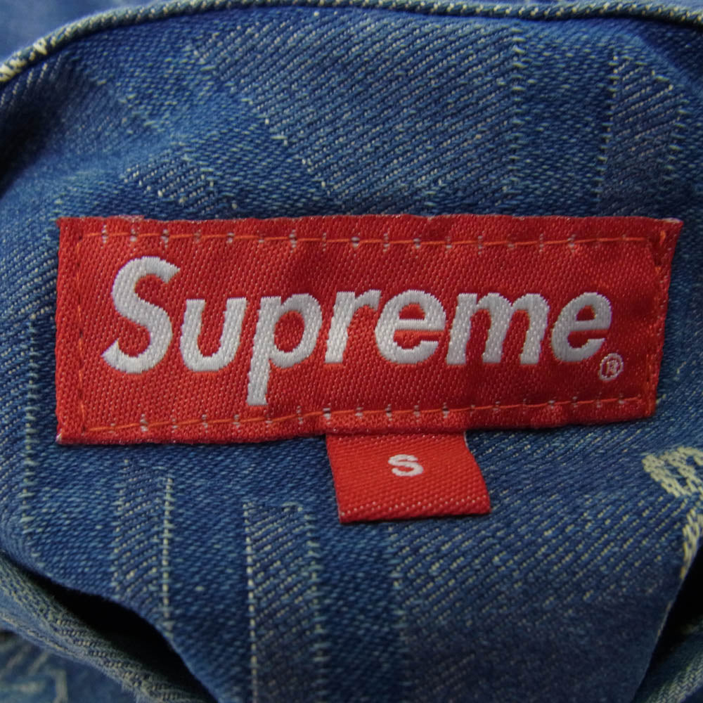 Supreme シュプリーム 19AW Reversible Dimensions Logo Denim Work Jacket リバーシブル ディメンションロゴ デニム ワークジャケット ネイビー インディゴブルー系 S【極上美品】【中古】