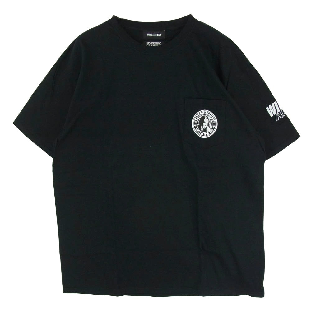 HYSTERIC GLAMOUR ヒステリックグラマー WDS HY-05 wind and sea ウィンダンシー WDS T-SHIRT 半袖 Tシャツ ブラック系 XL【中古】