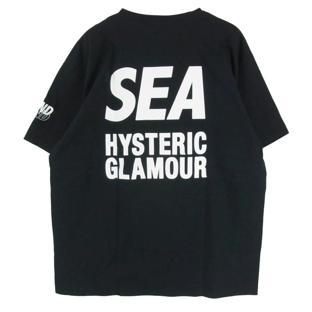 HYSTERIC GLAMOUR ヒステリックグラマー WDS HY-05 wind and sea ウィンダンシー WDS T-SHIRT 半袖 Tシャツ ブラック系 XL【中古】