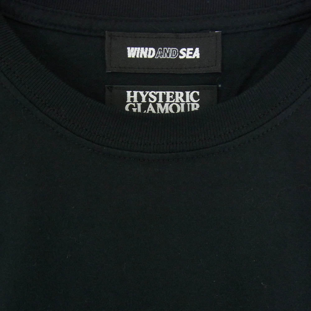 HYSTERIC GLAMOUR ヒステリックグラマー WDS HY-05 wind and sea ウィンダンシー WDS T-SHIRT 半袖 Tシャツ ブラック系 XL【中古】