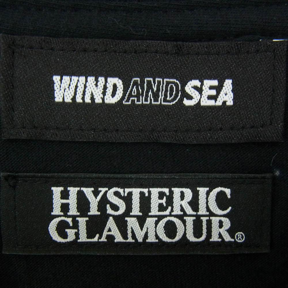 HYSTERIC GLAMOUR ヒステリックグラマー WDS HY-05 wind and sea ウィンダンシー WDS T-SHIRT 半袖 Tシャツ ブラック系 XL【中古】
