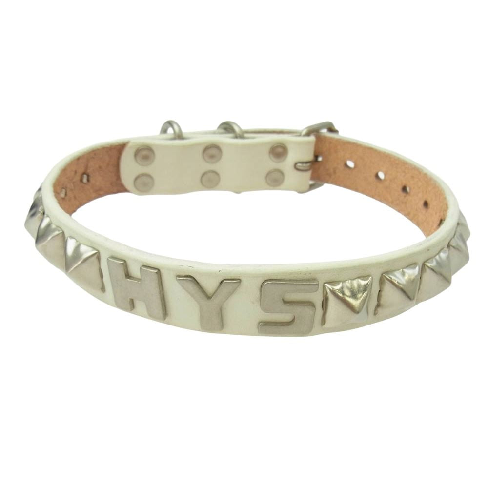 HYSTERIC GLAMOUR ヒステリックグラマー STUDS スタッズ レザー ドッグカラー チョーカー ホワイト系 FREE【中古】