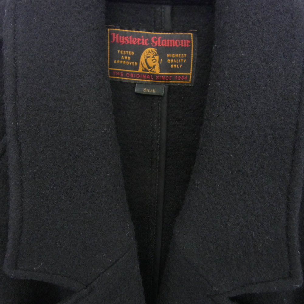 HYSTERIC GLAMOUR ヒステリックグラマー 01173AC03 BAD HYSTERIC刺繍 ウール チェスター ロング コート ブラック系 S【中古】