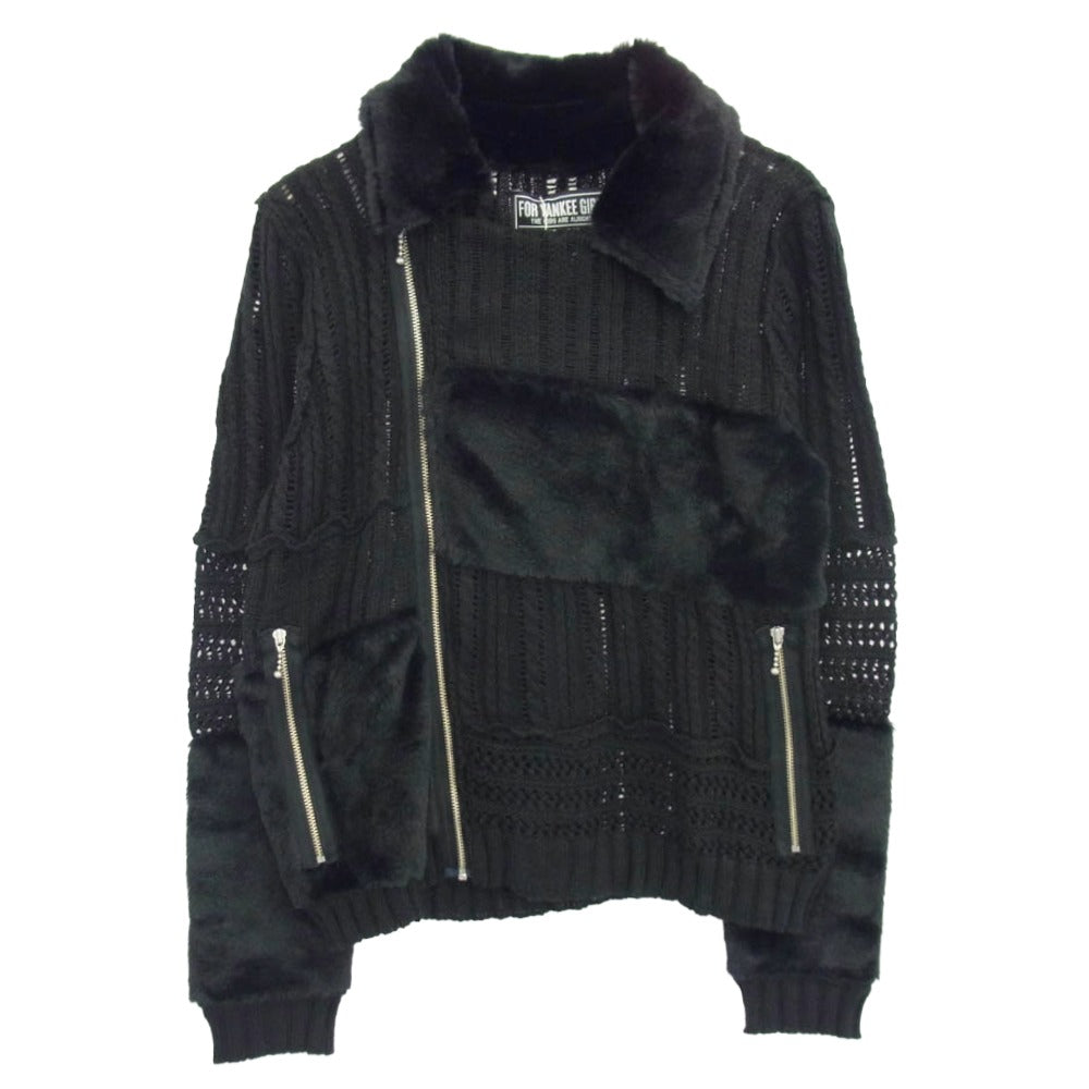HYSTERIC GLAMOUR ヒステリックグラマー フェイクファー ジップアップ ニット ジャケット ブラック系 FREE【極上美品】【中古】