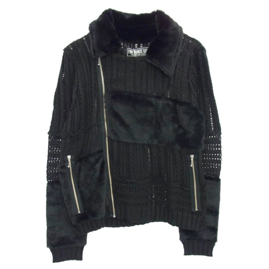 HYSTERIC GLAMOUR ヒステリックグラマー フェイクファー ジップアップ ニット ジャケット ブラック系 FREE【極上美品】【中古】