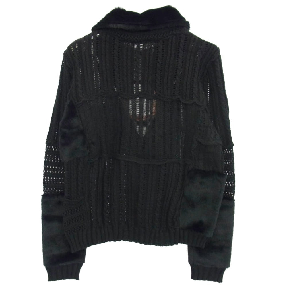 HYSTERIC GLAMOUR ヒステリックグラマー フェイクファー ジップアップ ニット ジャケット ブラック系 FREE【極上美品】【中古】