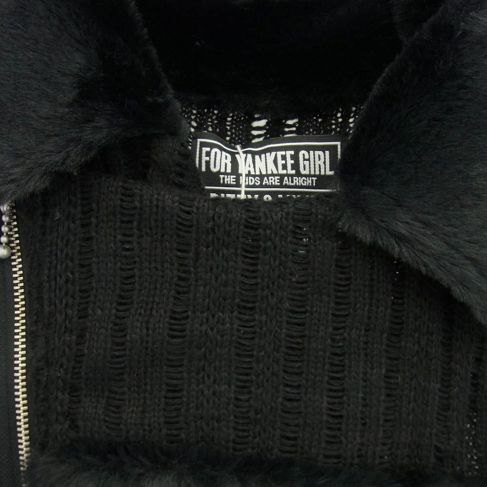 HYSTERIC GLAMOUR ヒステリックグラマー フェイクファー ジップアップ ニット ジャケット ブラック系 FREE【極上美品】【中古】