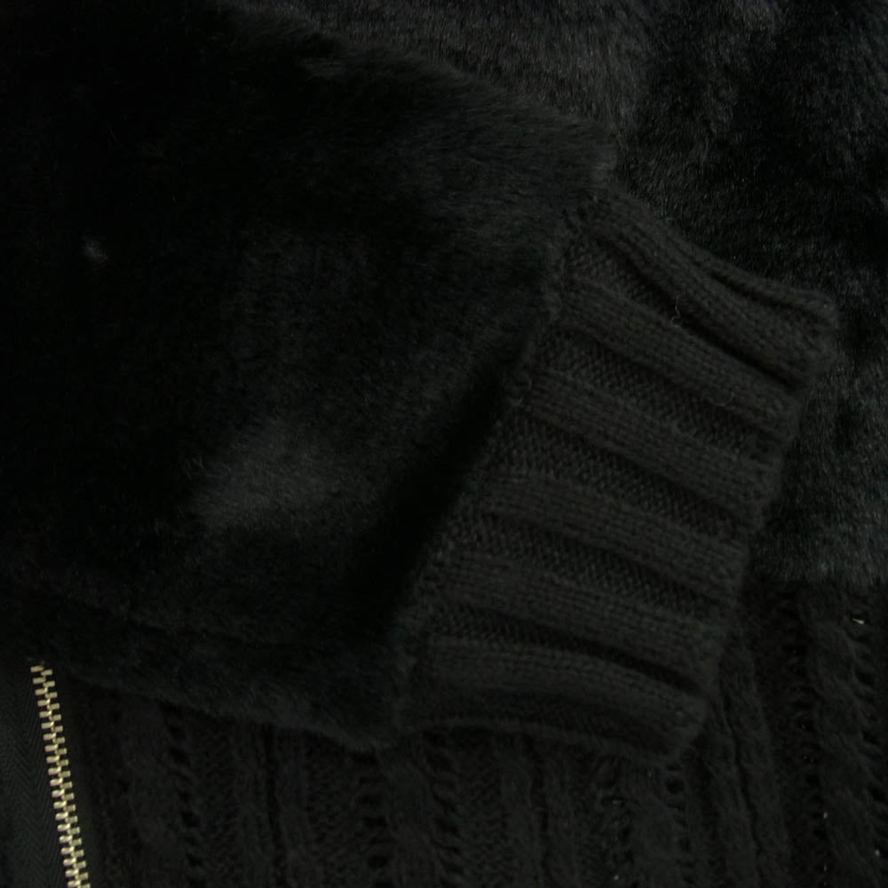 HYSTERIC GLAMOUR ヒステリックグラマー フェイクファー ジップアップ ニット ジャケット ブラック系 FREE【極上美品】【中古】